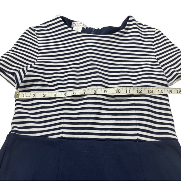 Talbots USA Made Navy White Stripe Top Navy Bottom Jersey Knit Dress Sz 8 Yacht - Picture 9 of 10